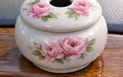 Bought a weird ceramic jar at a spring estate sale. It has a lid with a finger sized hole in the center and hand painted flowers. No smells, completely empty inside. Anyone know what this thing is?