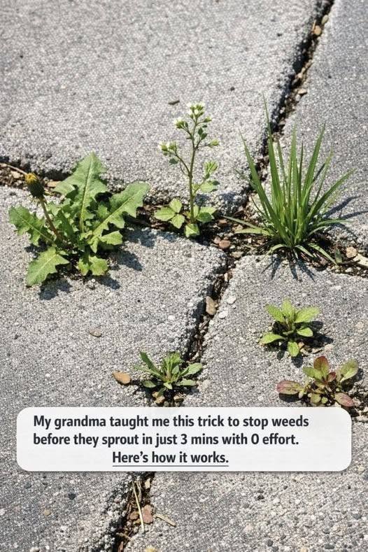 My grandma taught me this trick to stop weeds before they sprout in just 3 mins with 0 effort. Here’s how it works