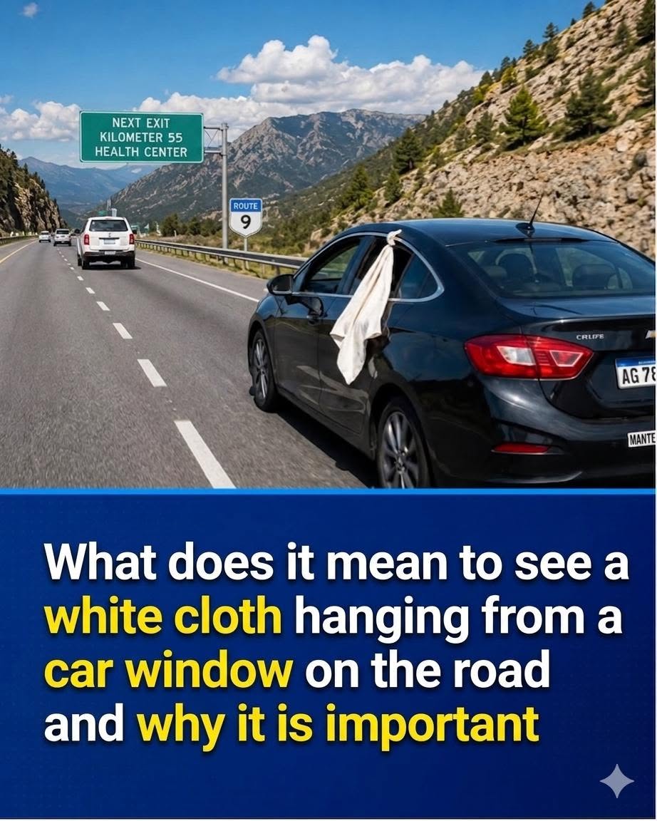 White cloth hanging from a car window: what this informal road signal means
